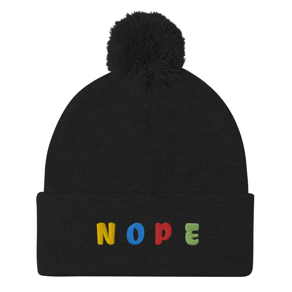 NOPE Pom-Pom Beanie