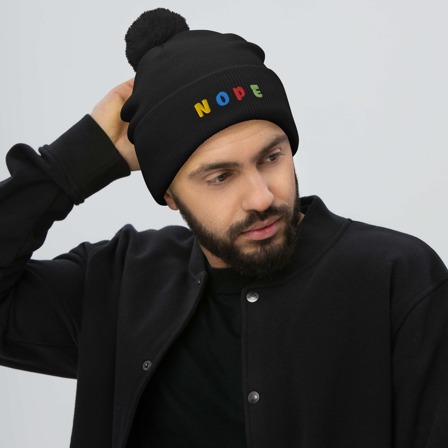 NOPE Pom-Pom Beanie