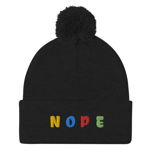 NOPE Pom-Pom Beanie